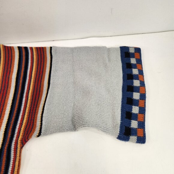 Striped Mod 70s Hippie Shirt Wooden Button Flare Sleeves QUEEN Brand Size M Vtg - Picture 6 of 11